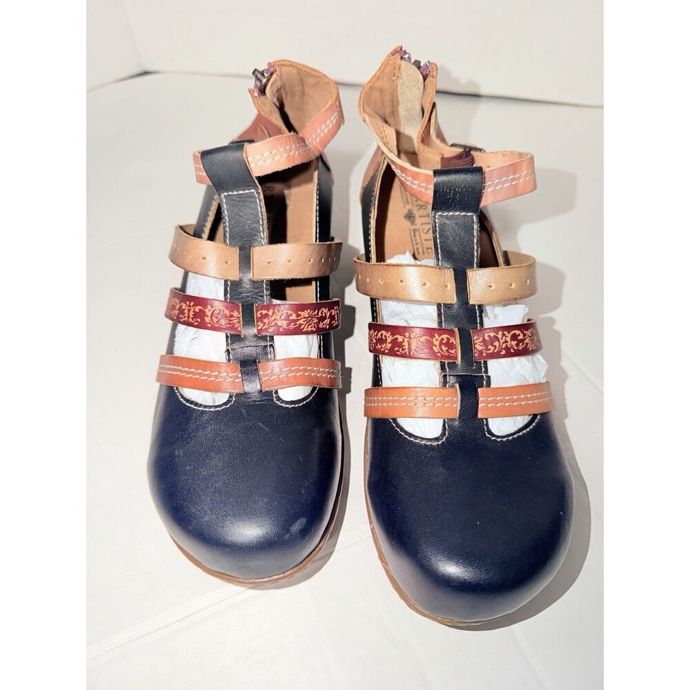 Spring Step L'artiste Yulianna Strappy Zip Up Wedge Shoes Womens Size EU 40/US 9